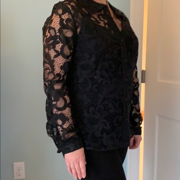 Diane Von Furstenberg Tops - NWOT Black Lace Diane von Furstenberg Blouse